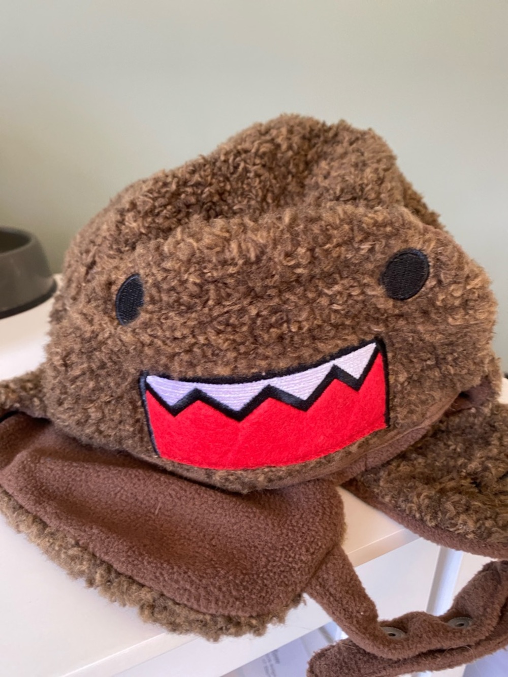 Brown Fuzzy Domo Hat with ear flaps